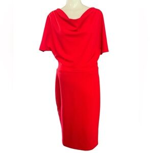 Alexia Admor Red Sheath Dress with Drape Neck size M